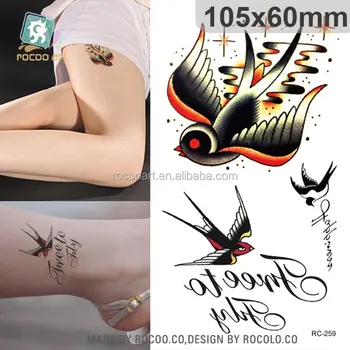 Rc259le Plus Populaire Autocollant De Tatouage Type Et Caractéristique Temporaire De Tatouage Temporaire De Haute Qualité Design Oiseau Avec Lettre