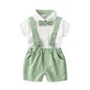 Baby Boy Clothing Set 2019 New Summer Infant Boys Clothes Tie Shirts+Overalls 2PCS Outfit Sets Bebes Gentlemen Suit