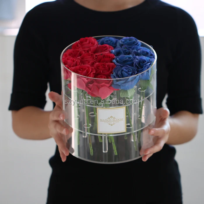 any size round waterproof crystal clear rose flower acrylic gift - 动态图库网