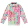 High quality tiedye fleece quarter zip pullover