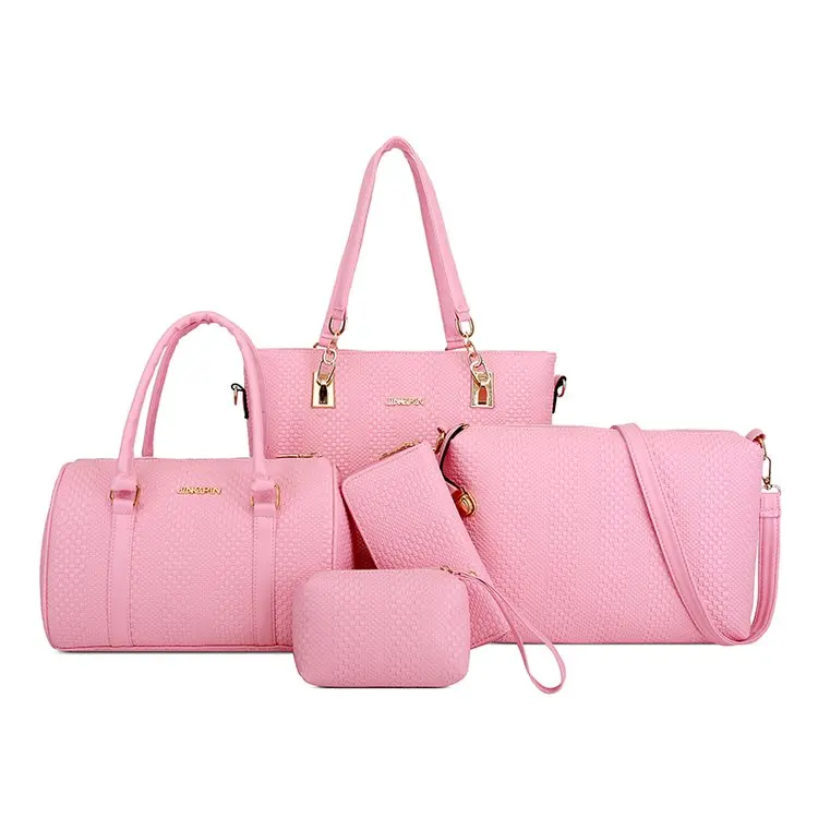New Designer China High Quality Elegant Pu Leather Second Hand Bags Set Tote Bags 5pcs Handbags ...