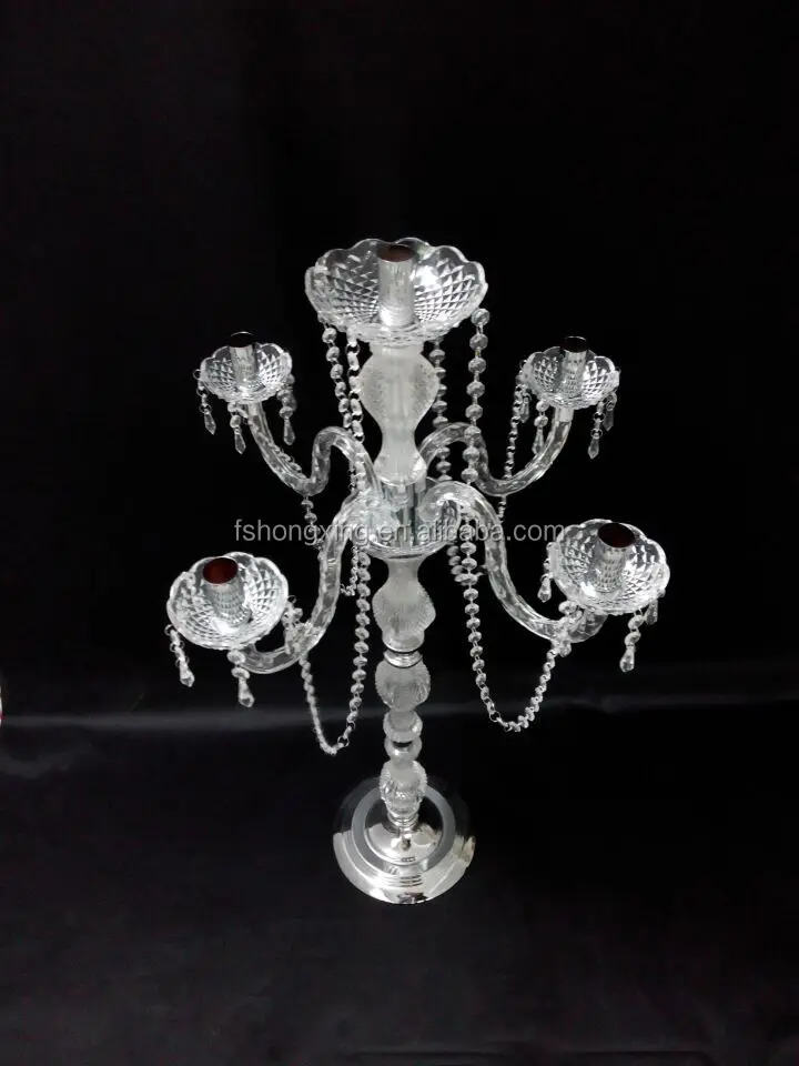 Candelabro De Cristal Acrílico De 5 Brazos Para Mesa De Boda,Centro De