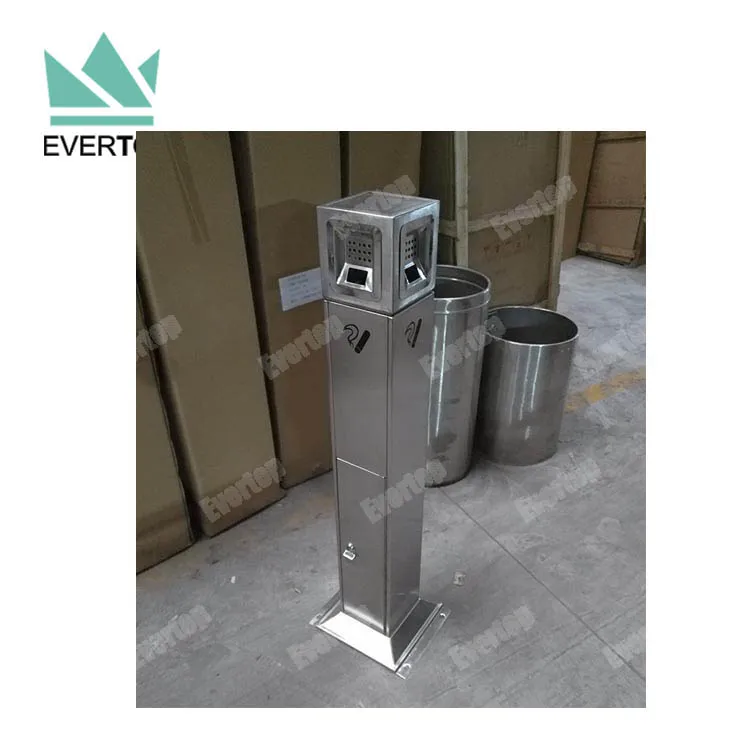 Tsfcb04 Floor Mountable Square Ash Bin Lockable Ashbin Stainless Steel