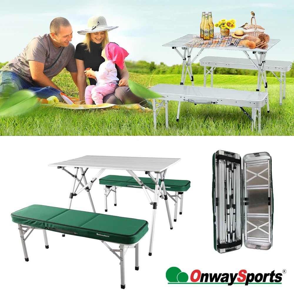 Onwaysports Outdoor Suitcase Aluminum Folding Picnic Table With 4 Seats