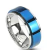 Spikes 316L Stainless Steel Electric Blue ip Spinning Center Ring