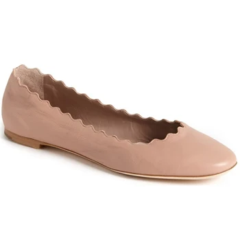 nude scalloped flats