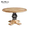 solid oak wood top and base with stainless steel round large dining table
