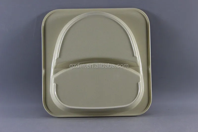 Bamboo Fiber Melamine Square Divided Plate For Children