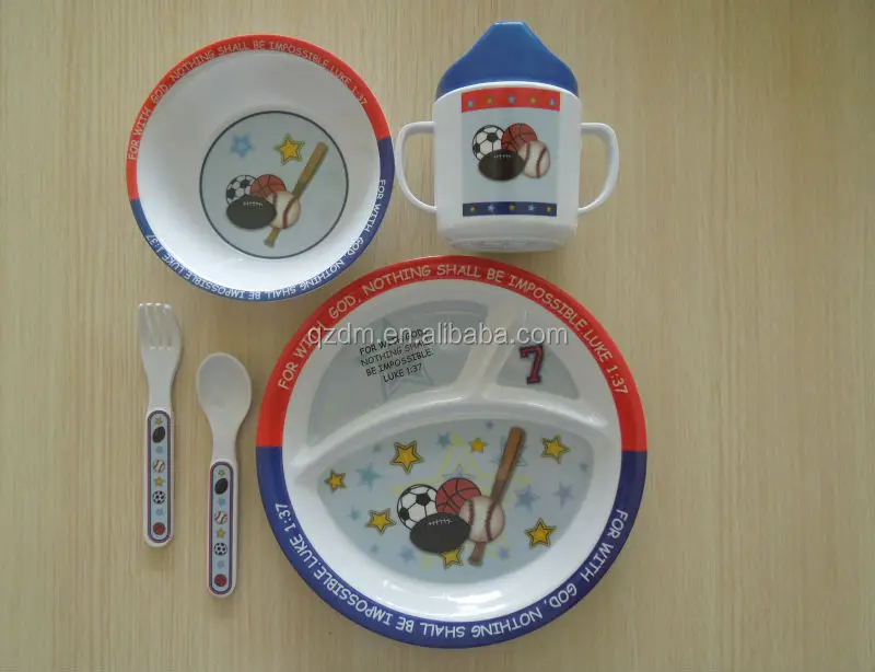 100 % melamine children dinnerware sets Food safa of 6pcs