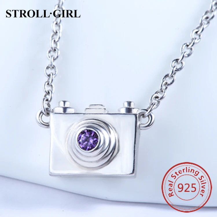 Fashion Dainty Hidden Camera Necklace 925 Sterling Silver Cz Necklace