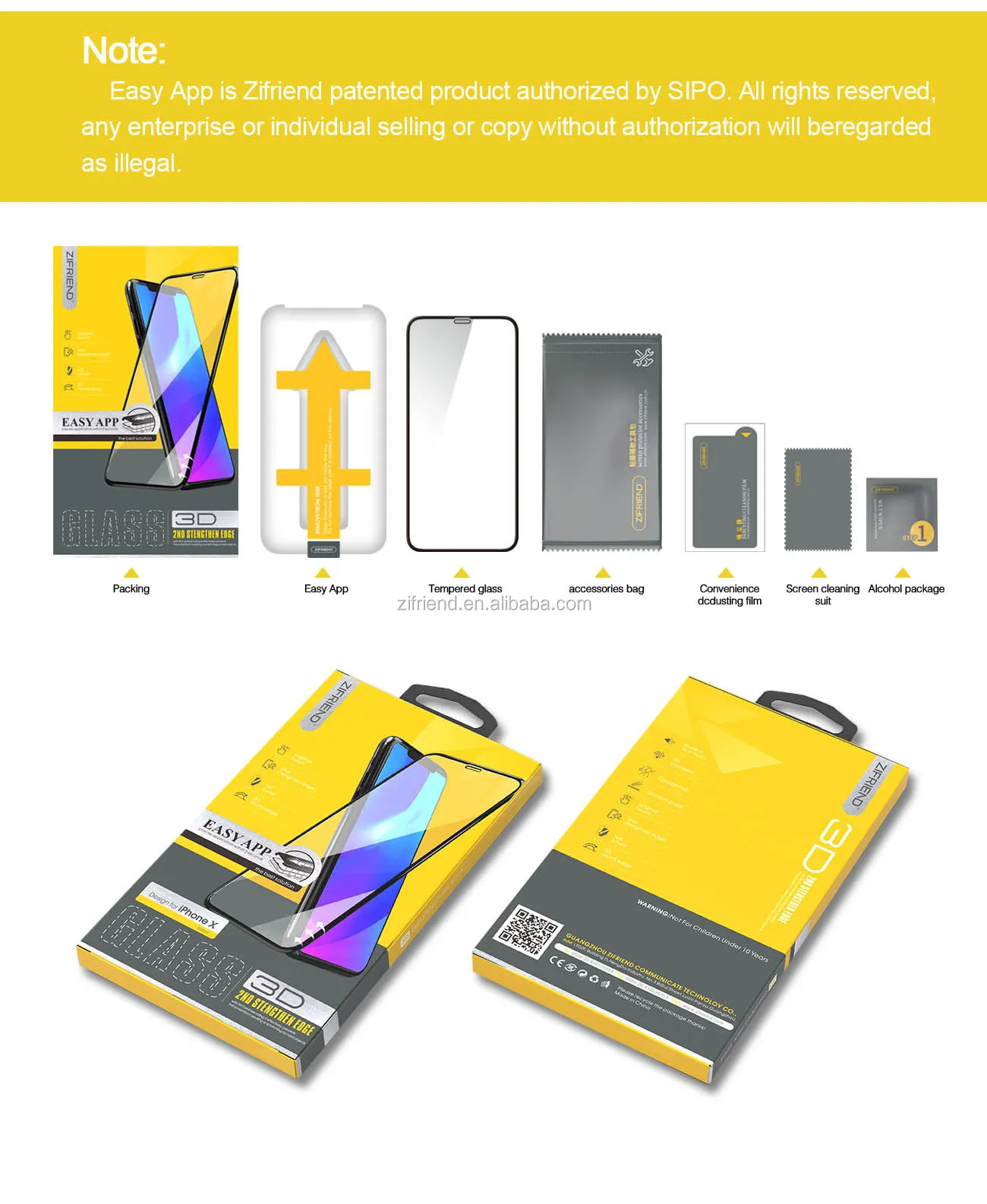 mobile phone accessories  3d glass tempered screen protector with easy install tool for iphone X xs max xr 6 6s 7 8 plus