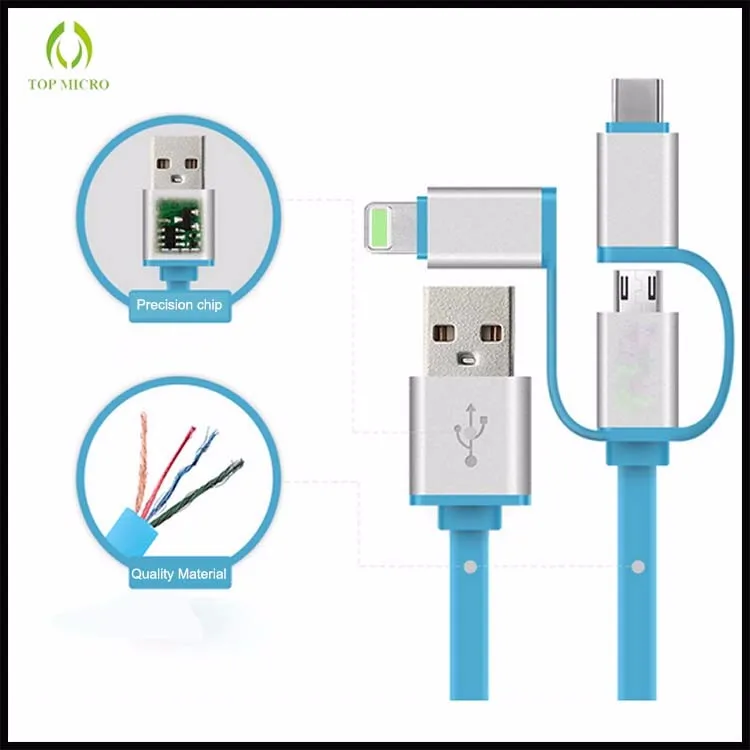 New Design Quick Charge 3in1 for iphone Android Micro Type-C USB Data Line Cable - ANKUX.COM