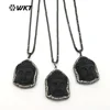 WT-NV208 Hot sales natural black obsidian Buddha necklace with rhinestone pave around, Vintage black stone Buddha necklace