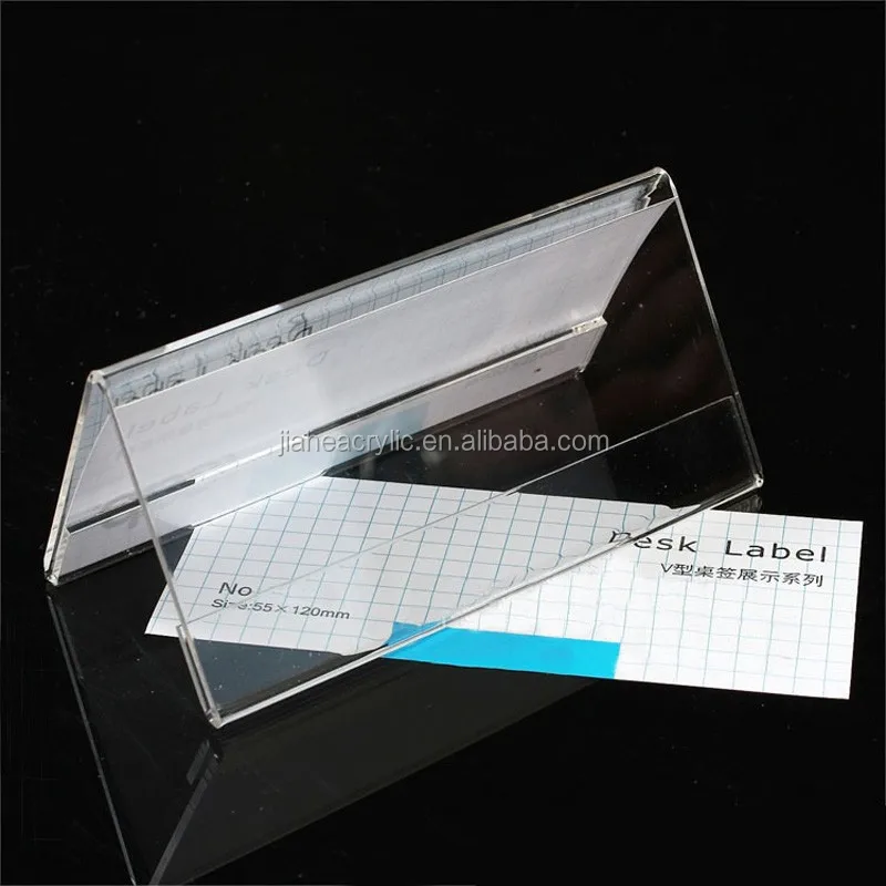 V Shape Clear Acrylic Desk Label Stand Handmade Customized Mini