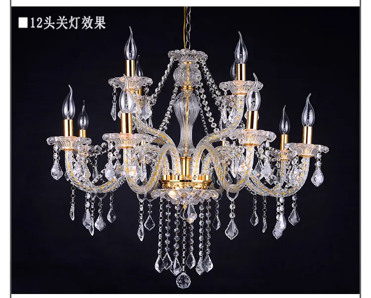 Golden crystal chandelier transparent glass chandelier luxury hotel lighting