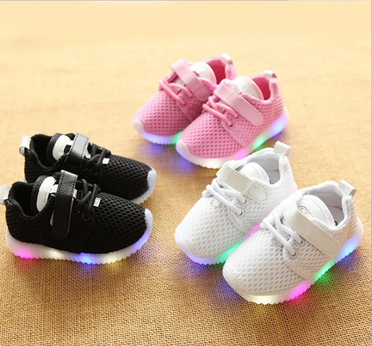 Children Sneakers Led Lighting Casual Shoes Lace Up Glowing Kids Baby ...