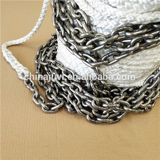 Nylon 3-Strand marine mooring line boat anchor rope with DIN766 chain