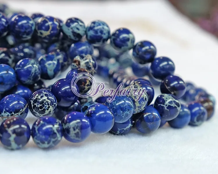 Faceted Blue Color Imperial Jasper Gemstone Round Beads Size 8mm