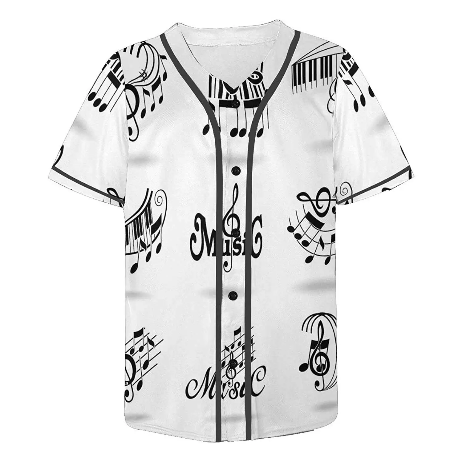 INTERESTPRINT Mens Button Down Baseball Jersey Music Notes