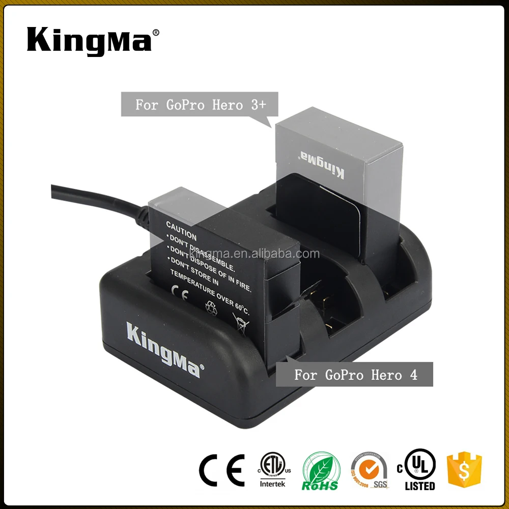 KingMa Intelligent 3-Channel USB Battery Charger for GoPro Hero4, Hero3, AHDBT-401, AHDBT-301