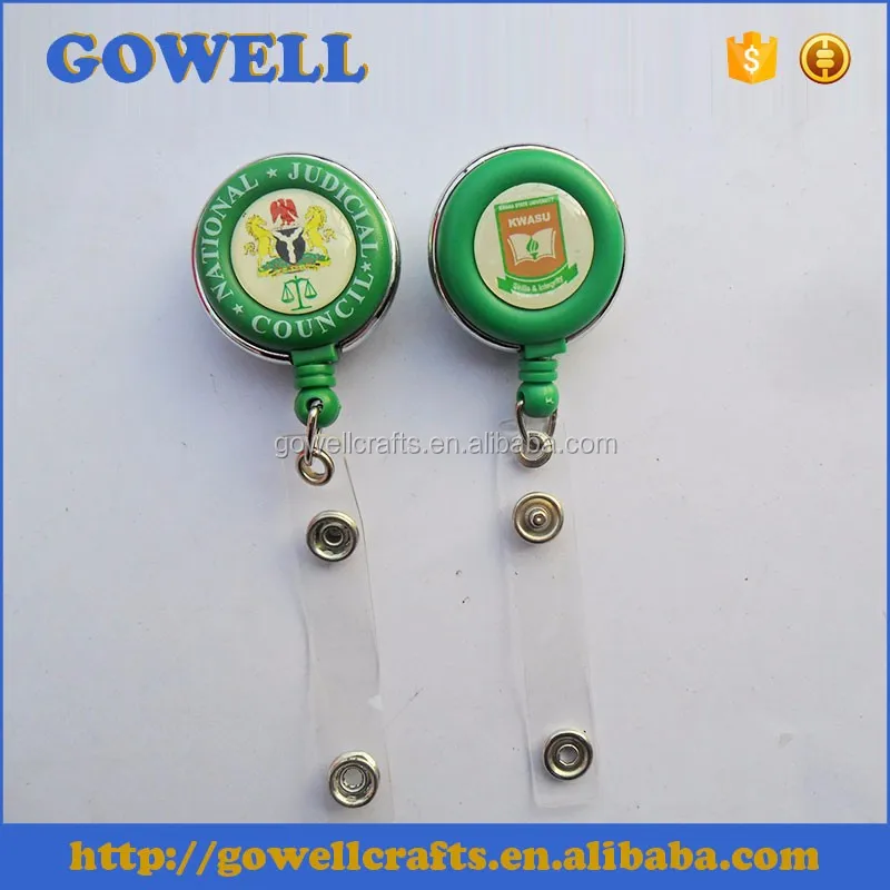 light green color custom made logo id card yoyo badge holder