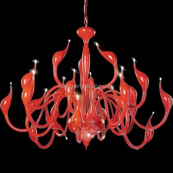 Modern Designer Replica Lighting Red Flat Crystal Chandelier Light Crystal Chandelier Light