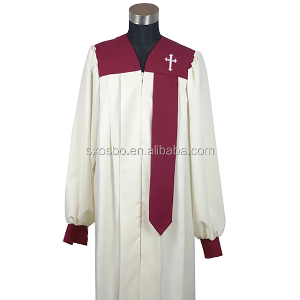 High Quality Red Embroidery White Custom Church Clergy Choir Robes