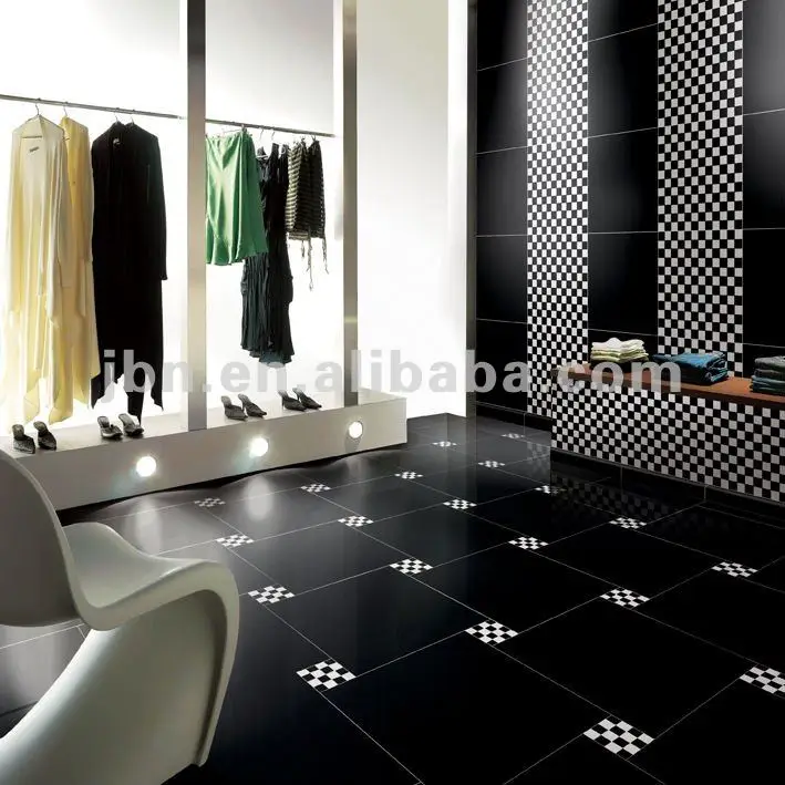 24x24 High Gloss Supe Black Homogeneous Polished Porcelain Floor