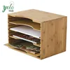 Office Bamboo Wood File Organizer Tray with Adjustable Dividers