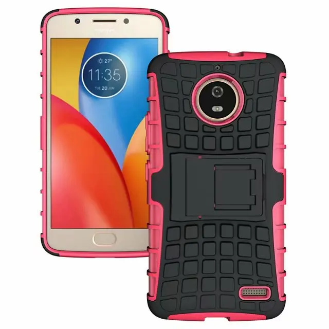 shockproof TPU+PC 2in1 tire pattern bracket cover phone case For Motorola Moto E4