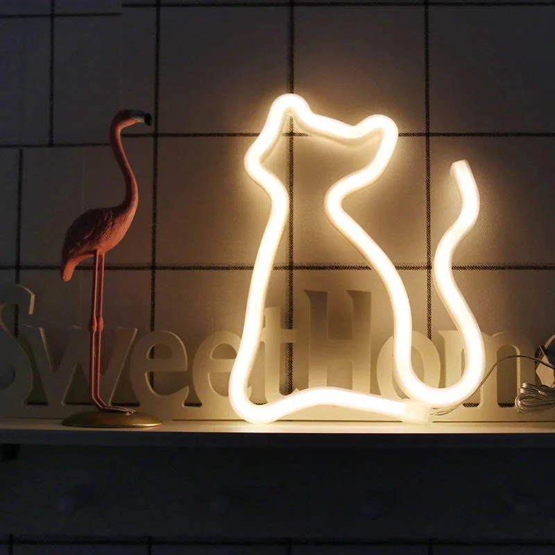 Decorative Led Cat Shaped Neon Night Light Wall Decor Lamp For Children