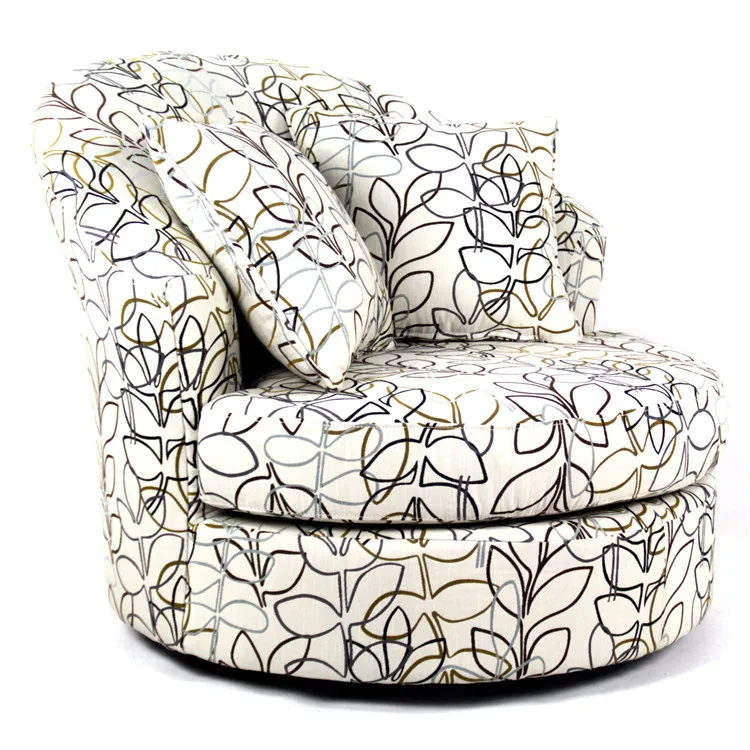 High fastness stylish large round cloth pattern sofa chair