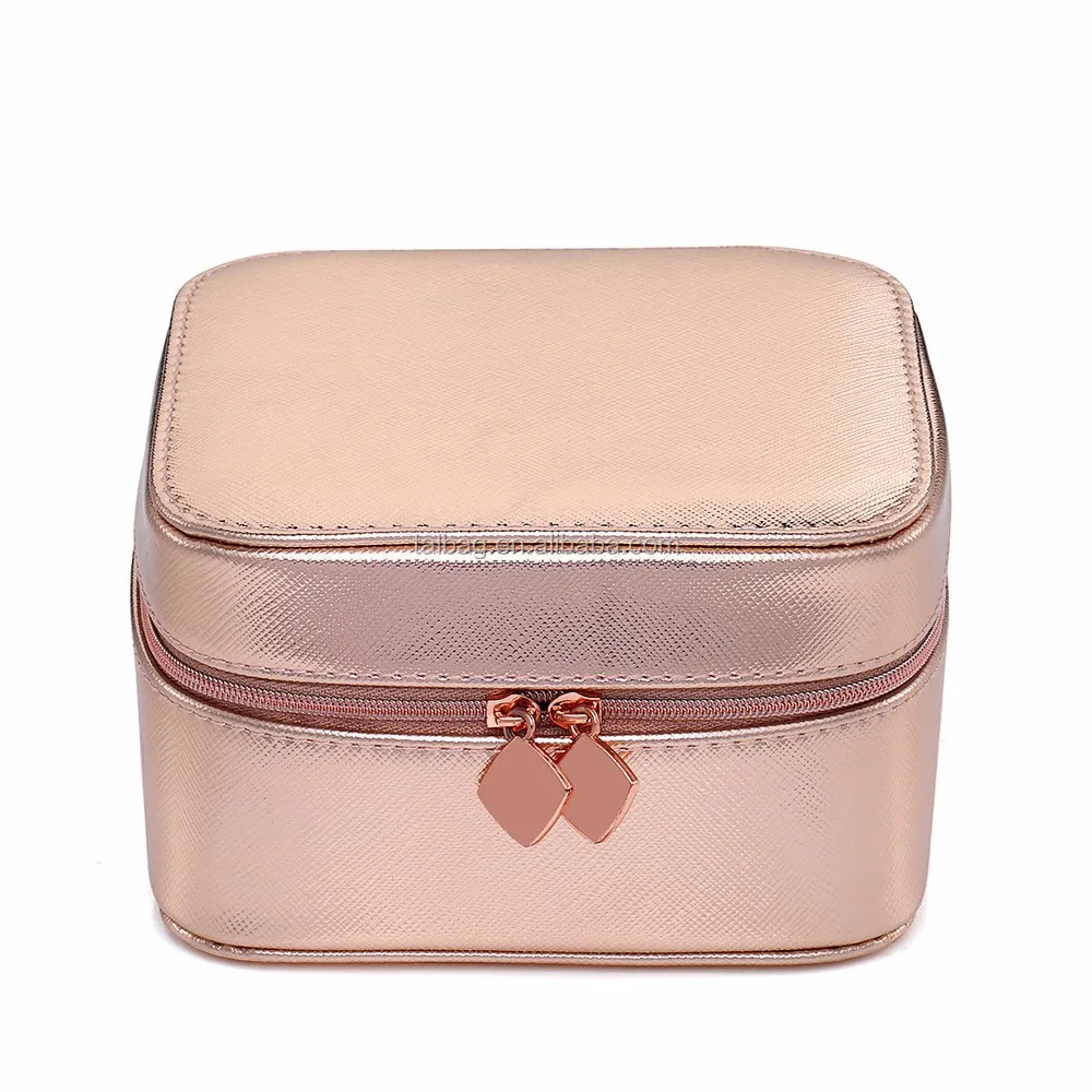 Custom Travel Makeup Pouch Pu Leather Pouch Case Rose Gold Cosmetic Bag ...