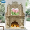 Top selling China Luxury engraving Stone Fireplace Surround With Column
