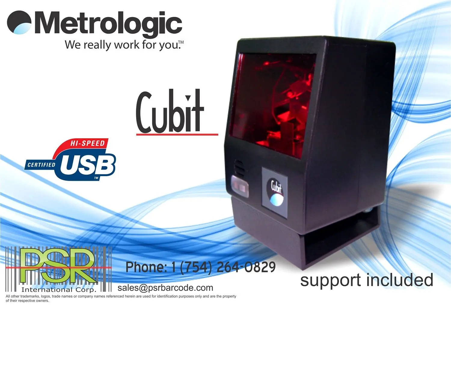 BRAND NEW Honeywell Metrologic Cubit MS6520 USB Omni Barcode Scanner w// Stand