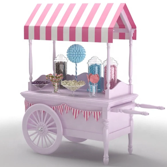 Factory Customized Wooden Candy Cart Display Wood Food Carts Kiosk For
