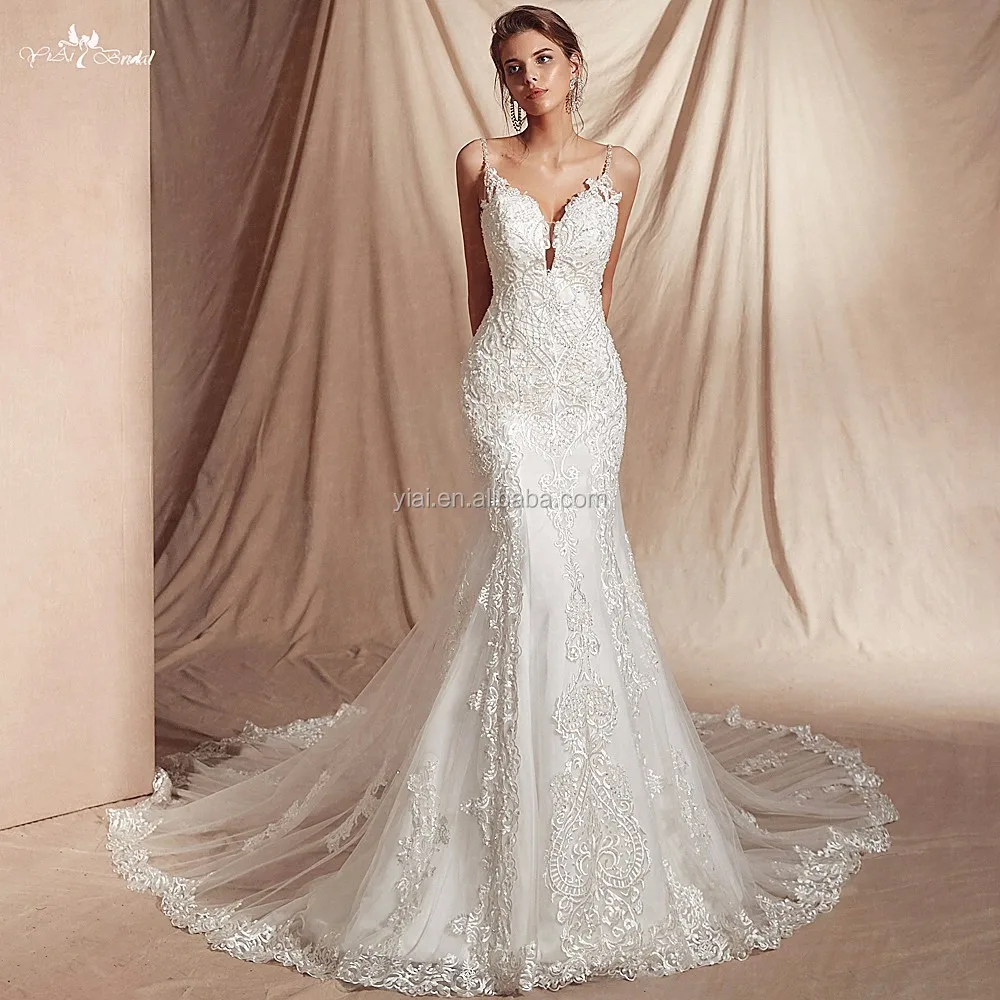 Rsw1449 Long Train Lace Mermaid Wedding Dress Bridal Gowns - Buy