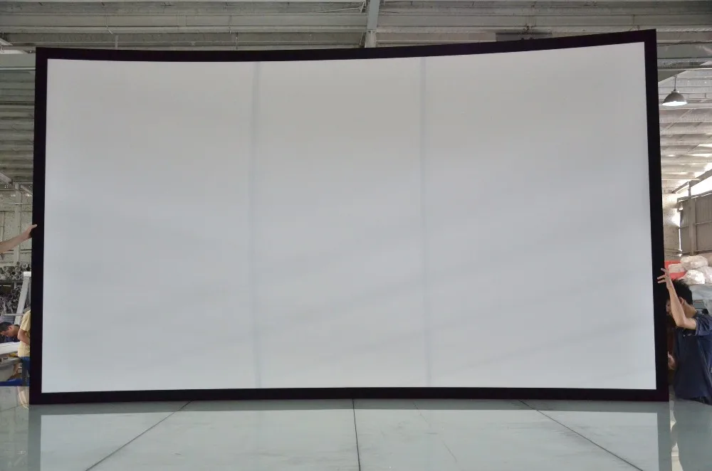 150 Inch Home Theatre Curve Fixed Frame Projector Screen,Woven Acoustic Transparent Fixed Frame