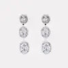 Fashion Three Layers Ellipse Zirconia Long Drop Earrings For Women