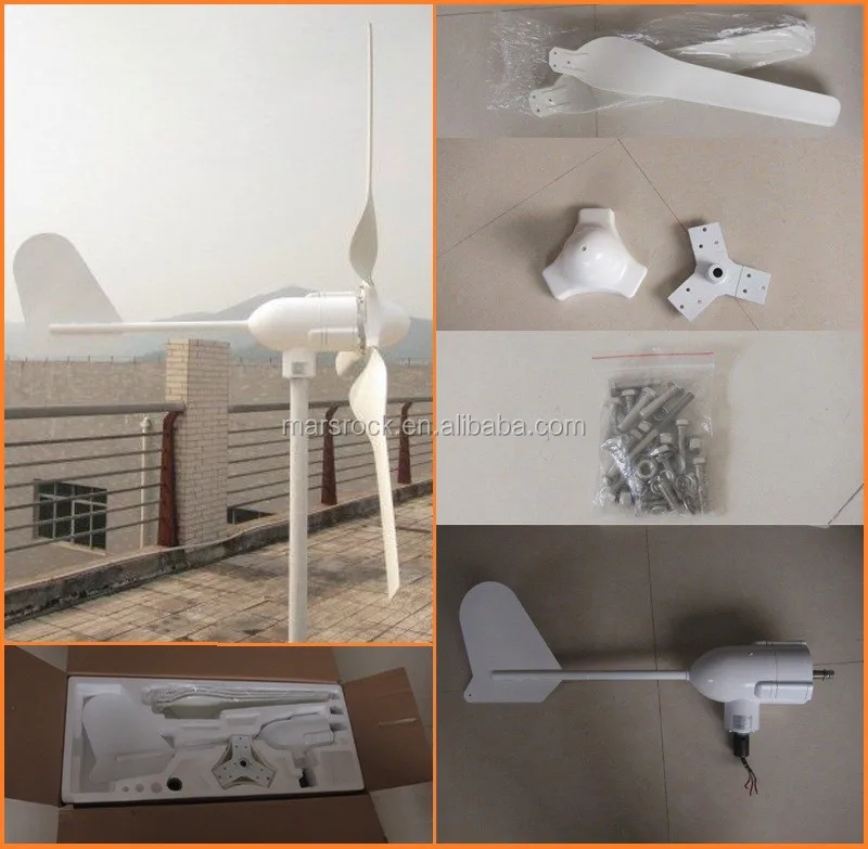 1.7m Wheel Diameter 500w 12v Or 24v Ac 3 Blades Three Phase Horizontal