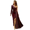 2018 Elegant One Shoulder Evening Dresses Party Gown Split Side Formal Dress Long Sleeves Prom Dress