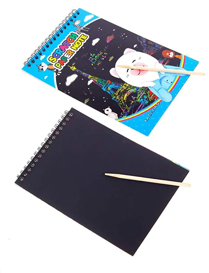 Notebook School Supplies Diy Scratch Notebook Creative Black Cardboard