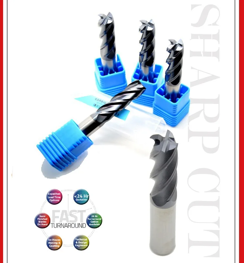 M16*16d*150l 4flutes Micro Grain Solid Milling Carbide Coated Center