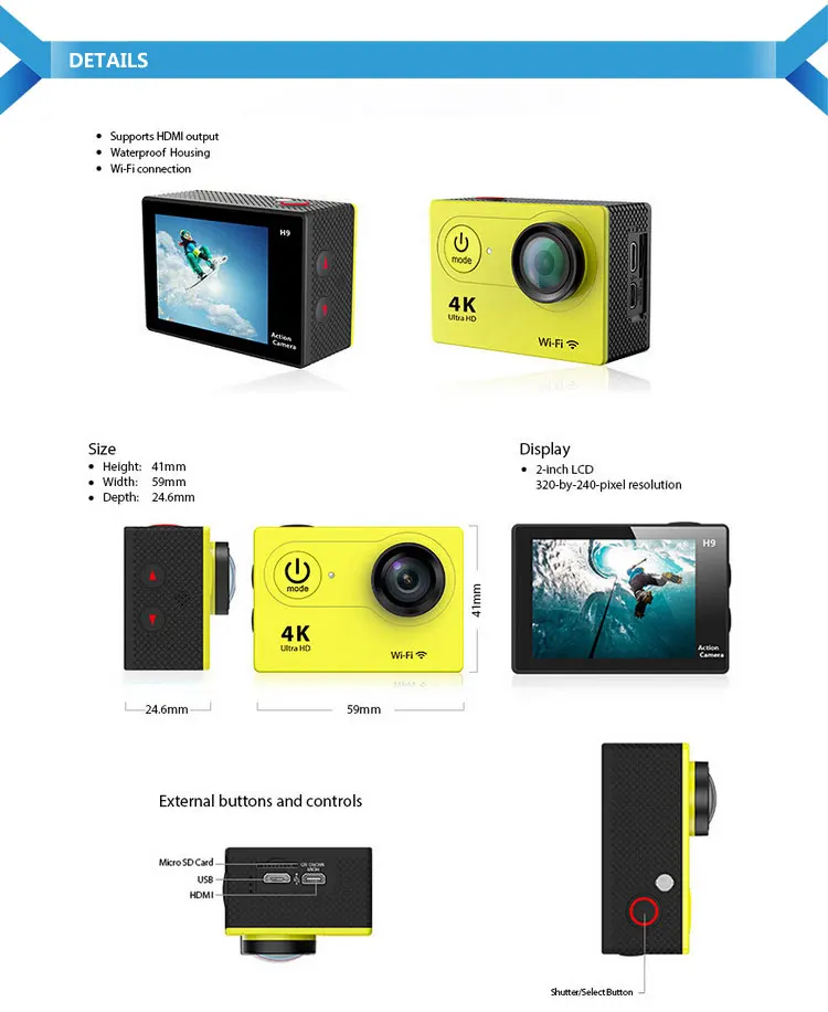 New Coming!!!4K WiFi Action Camera 2015 New Product Gopros Camera