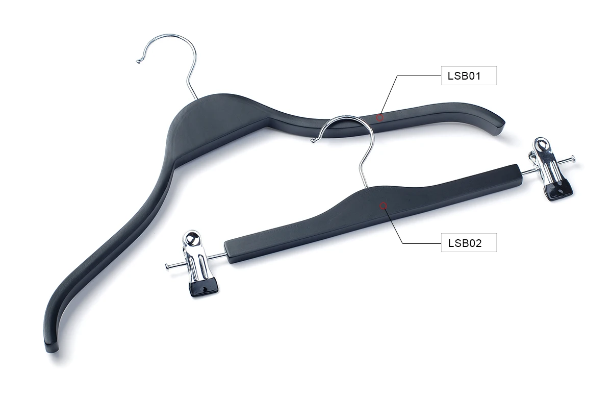 Set Top And Bottom Black Laminated Adult Garment Clothes Hanger Buy