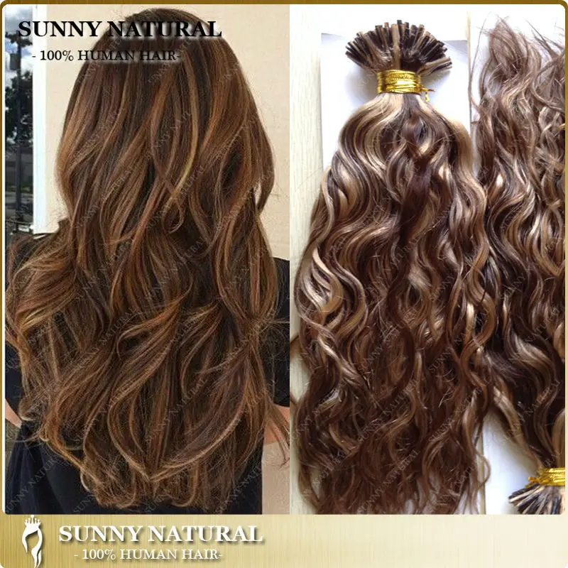 Mix Color I Tip Curly Hair Extension Wholesale Ombre Keratin Brazilian