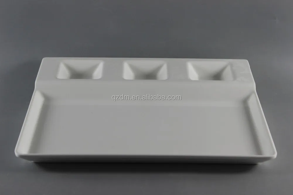 Food Grade Melamine Snack Tray,White 4 Section Snack Plate