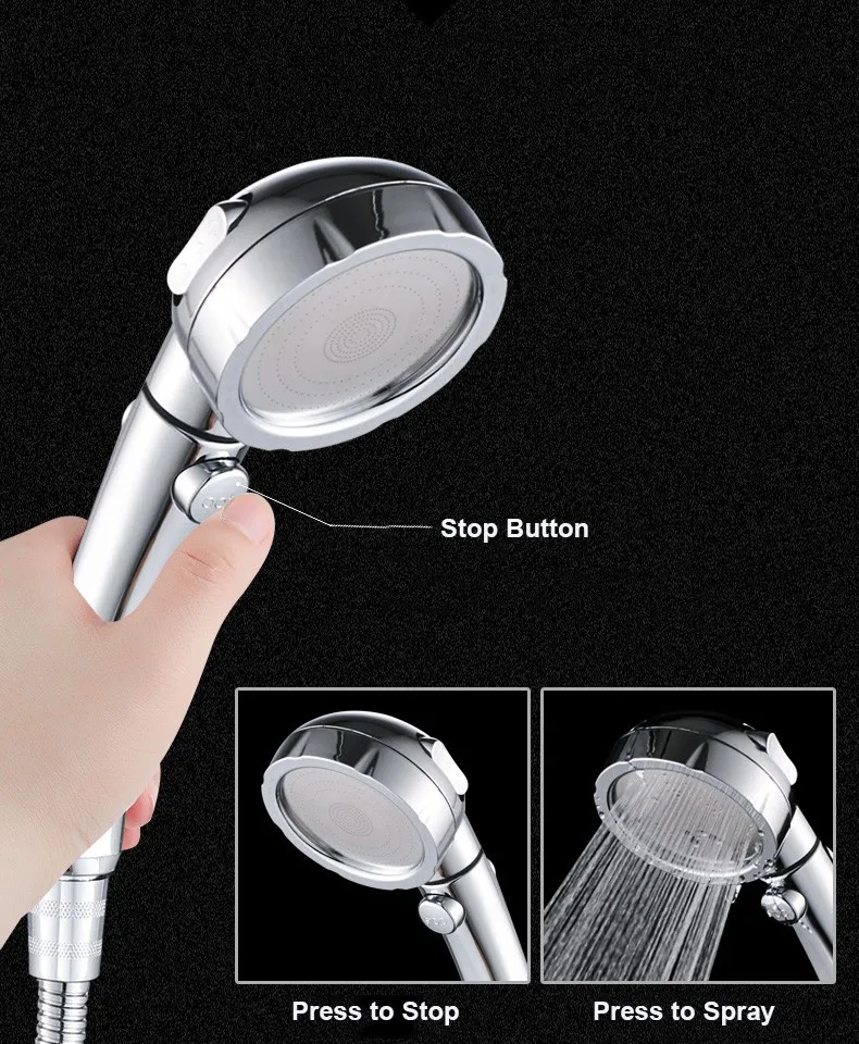 Korean Bathroom 3 Functions Abs Chrome Shower Head With Switch - Buy ...