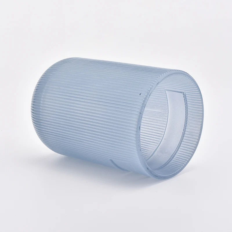 Cylinder customized striped candle vessel glass candle holder home decoration
