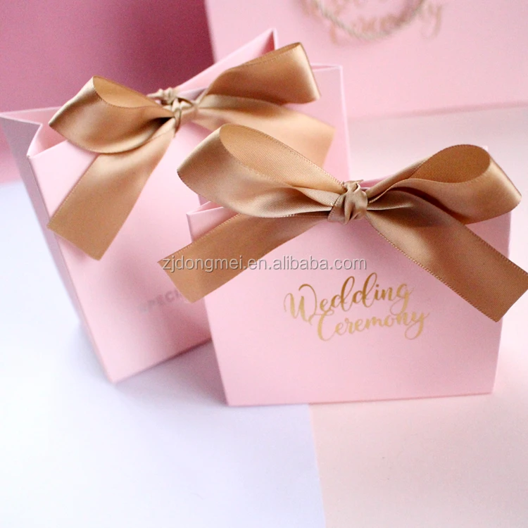 Door Gift Packing Pink Ribbon Sweet Indian Wedding Favor Bags